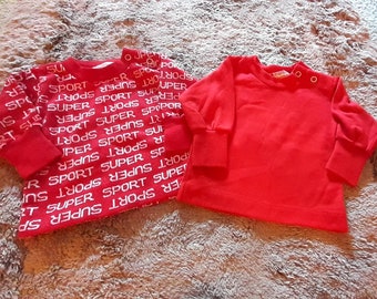 Sale Lot of 2 VINTAGE HEALTH-TEX Baby Boy 3M Red "Super Sport" & Red jerseys