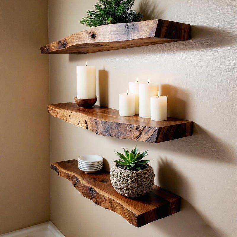 Live Edge Floating Shelf - Etsy