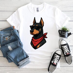 Cool Doberman Dog Png, Dog Lovers Gift, Cartoon, Pet Lovers, Cute Animals, T-Shirt Design, DTF, Digital Download