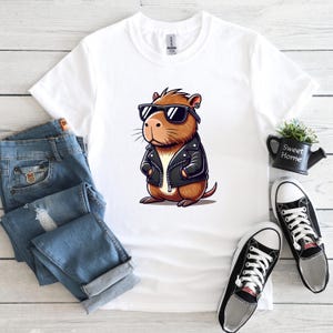Cool Capybara Png, Capybara Lovers Gift, Cartoon, Pet Lovers, Cute Animals, T-Shirt Design, DTF, Digital Download