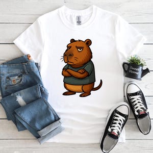 Carpincho aburrido (PNG), regalo para amantes de los carpinchos, dibujos animados, animales lindos, diseño de camiseta, DTF, descarga digital