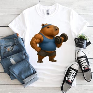 Muscular Capybara Png, Capybara Lovers Gift, Cartoon, Pet Lovers, Funny Animals, T-Shirt Design, DTF, Digital Download