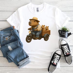 Lindo capibara (PNG), regalo para amantes de los capibaras, dibujos animados, animales adorables, diseño de camiseta, DTF, descarga digital