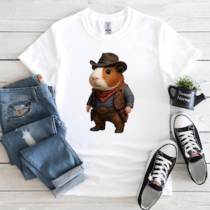 Cute Cowboy Guinea Pig Png, Guinea Pig Lovers Gift, Pet Lovers, Cute Animals, T-Shirt Design, DTF, Digital Download