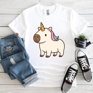Cute White Unicorn Png, Cartoon, Pet Lovers, Cute Animals, T-Shirt Design, DTF, Digital Download