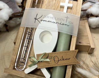 Personalisierter Wunscherfüller zur Kommunion, Geldgeschenk, Taufe & Konfirmation | Fisch  Kerzenständer | Geschenk mit Name