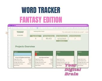 Romanschrijversdashboard: Google Spreadsheets Word Tracker (digitale download, pdf-gids)