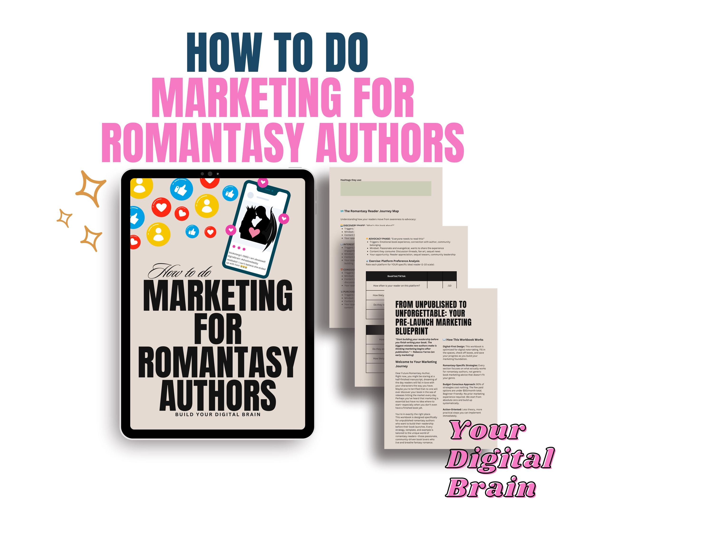Romantasy Author Marketing Workbook: Indie Author Platform Builder (digitale planner, 236 pagina's, klaar voor GoodNotes)