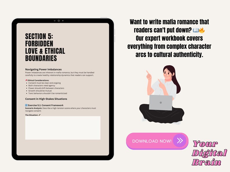 How to Write Mafia Romance Writing Workbook | 70 Page Digital Guide | Character Development | Cultural Sensitivity | Romance Writers