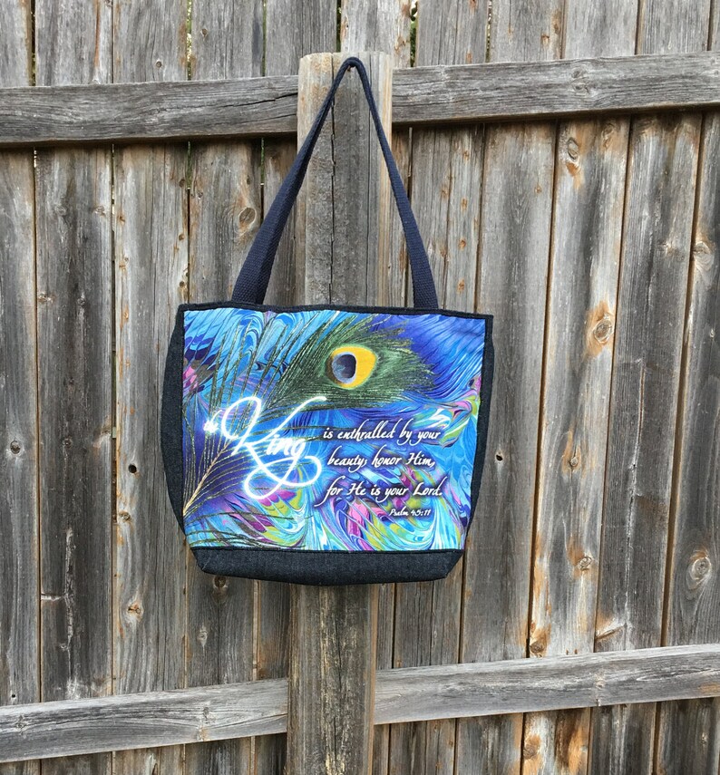 Purple And Denim Handmade Tote Psalm 45 11 Etsy