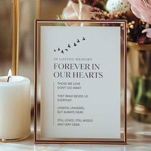 Forever In Our Hearts Poster - Funeral Poem Sign - Memorial Table Sign - Poem For Mom At Funeral - Funeral Poem for Dad - Instant Download
