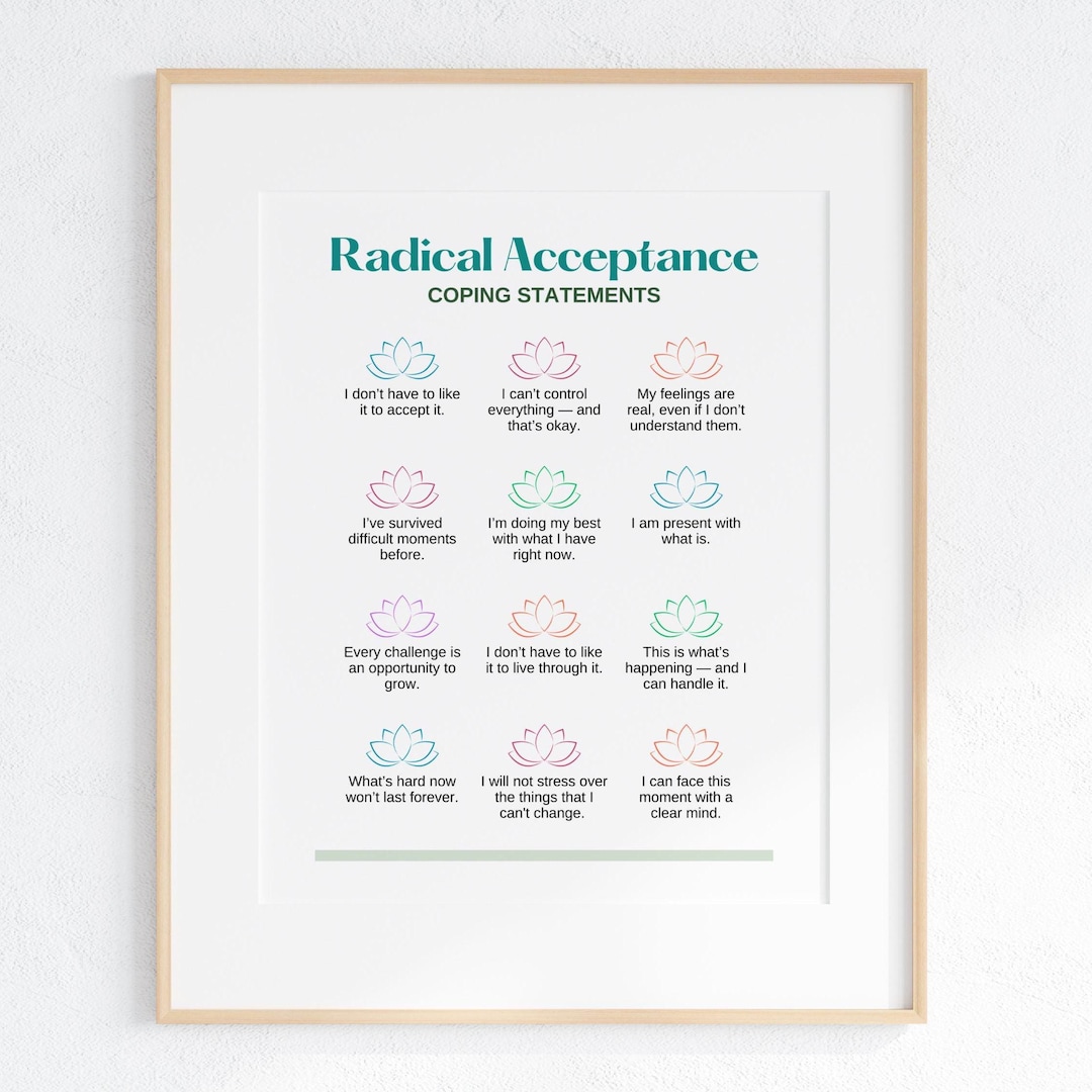 Radical Acceptance DBT Poster: Coping Statements for Mental Health ...
