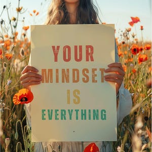 Mindset Is Everything Wall Art Printable, Mental Health Poster for Teens, Motivational Poster for Women, Words of Encouragement Poster