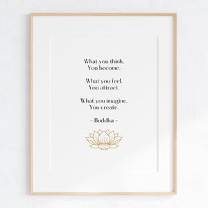 Buddha Quote Print, &quot;What You Think You Become&quot;, Mental Health Art, Therapy Office Decor, Inspirational Art Prints for Home Office