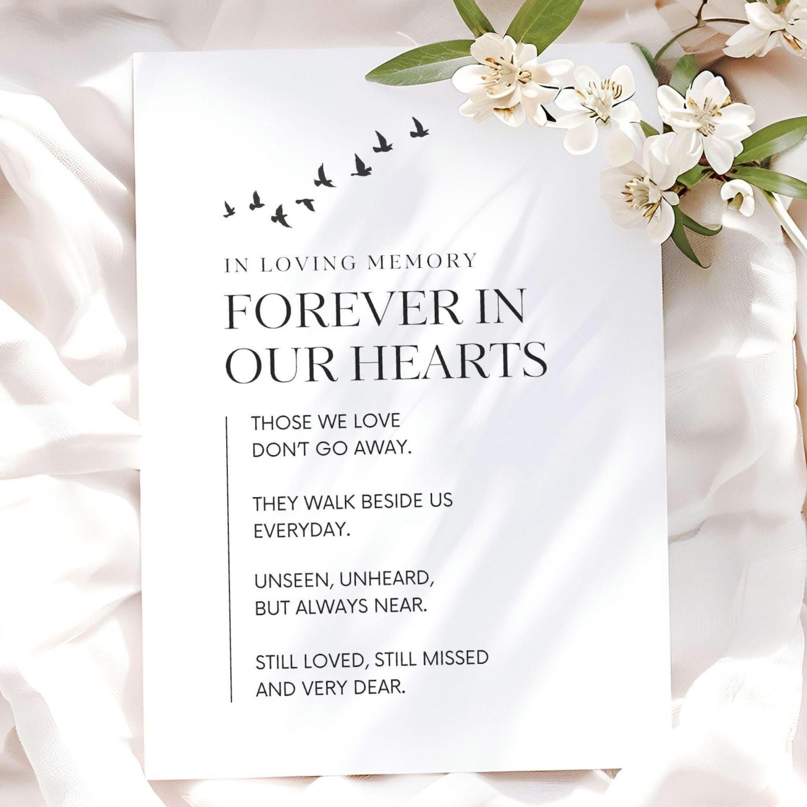 Forever in Our Hearts Poster Funeral Poem Sign Memorial Table Sign