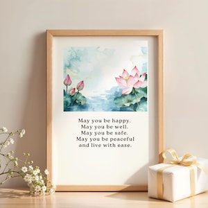DIGITAL Loving Kindness Meditation Wall Art, Metta Prayer Print, Mindfulness Yoga Studio Decor, Calming Zen Home Art, Spiritual Gift Idea