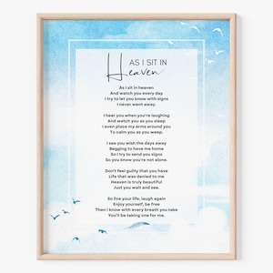 Descarga "Mientras estoy en el cielo", poema conmemorativo del padre, letrero de mesa para funerales conmemorativos, poema cristiano de pared, impresión digital