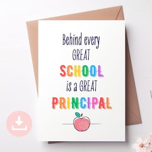 Tarjeta imprimible para el Día del Director, Tarjeta de agradecimiento para el director de la escuela como regalo de fin de año, Plantilla de tarjeta plegable de descarga instantánea en PDF