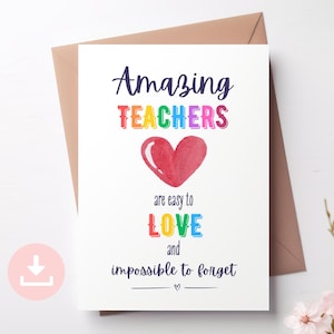 Tarjeta imprimible "Gracias por ser mi maestro", regalo de fin de año escolar, plantilla plegable de descarga instantánea