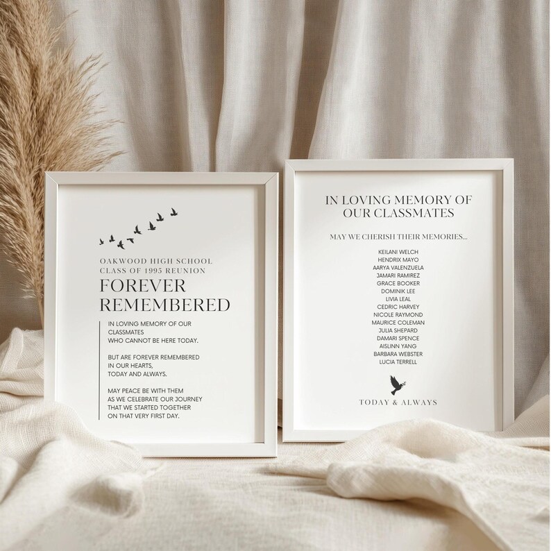 EDITABLE High School Class Reunion Memorial Sign, in Loving Memory of ...