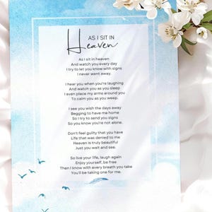Carta del Cielo, regalo conmemorativo, poema de condolencias por la pérdida de una madre, arte de duelo, recuerdo conmemorativo, descarga digital