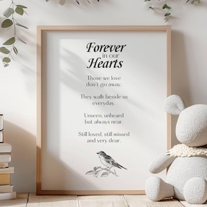 Funeral Poem for Child, Forever In Our Hearts, Sympathy Gift, Remembrance Keepsake, Loss of Baby, Grieving Poem, Memorial Art Print, DIGITAL