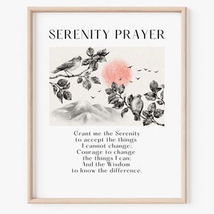 Preghiera della serenità, download digitale stampabile, poster degli Alcolisti Anonimi, versioni religiose e non religiose, DOWNLOAD IMMEDIATO