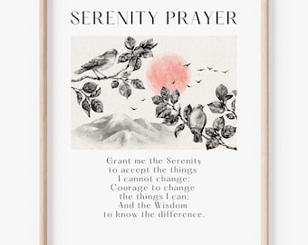 Serenity Prayer Printable Wall Art, Recovery Quote (Digital Download)