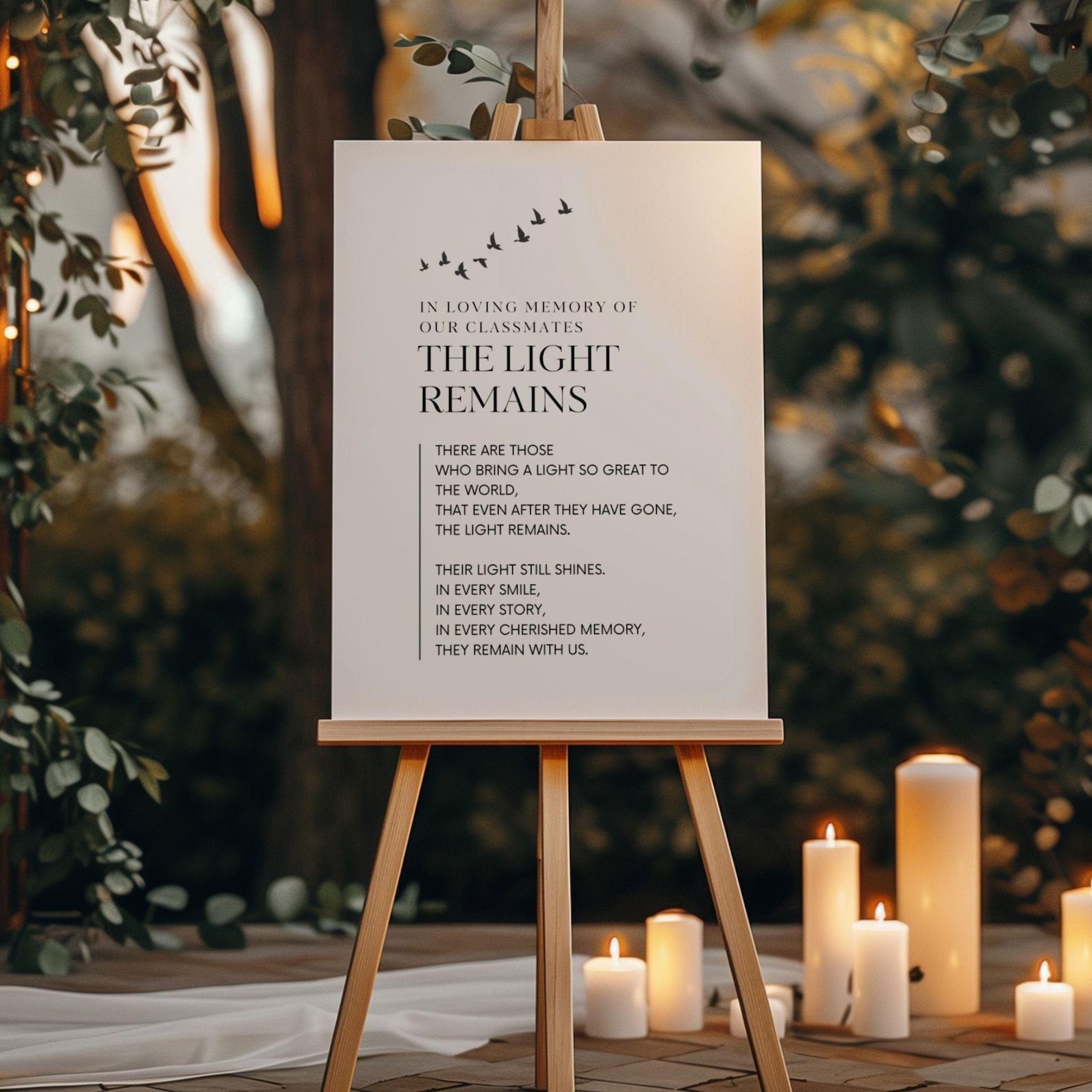 PRINTABLE Memory Table Sign for Class Reunion, the Light Remains ...