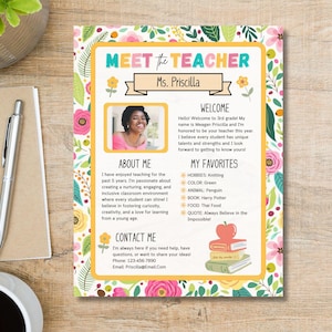 EDITABLE Meet the Teacher Letter Pastel Template for Back to School, Bulletin Board, Classroom Decor, Teacher Resource Flyer, CANVA TEMPLATE