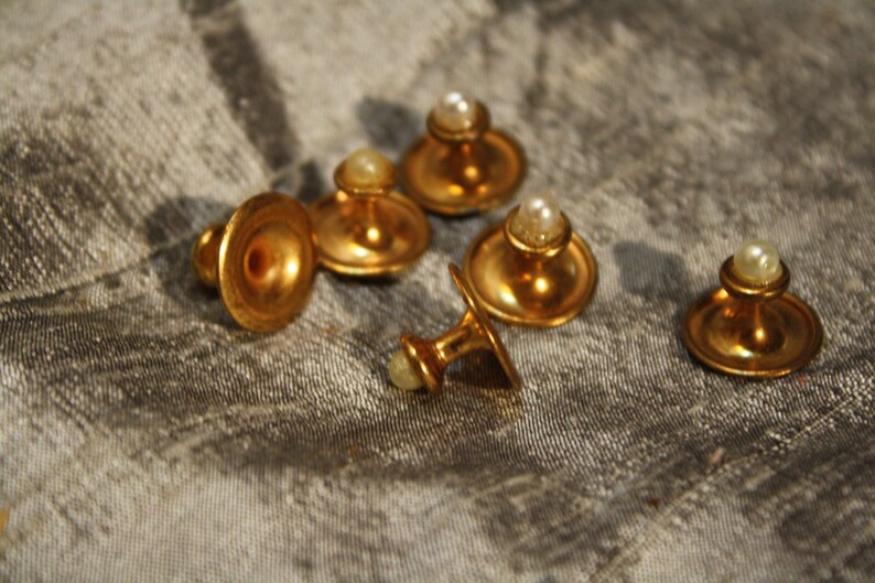 Vintage 1960\u2019s Faux Perl Head Tuxedo Buttons 6cnt