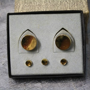 Vintage 1970&#39;s Gold Plated Cufflinks and Tuxedo Buttons