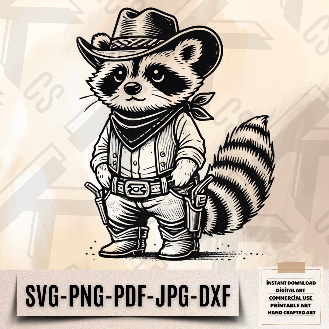 Wild West Raccoon Clipart - Cowboy Raccoon Png - Western Animal Digital ...