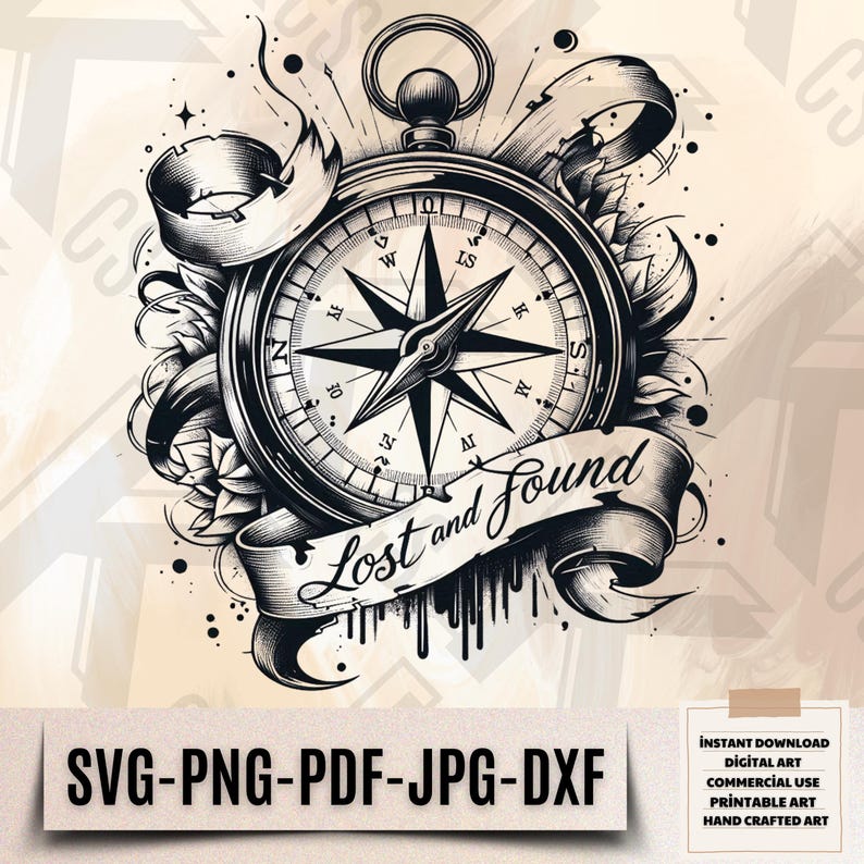 Lost and Found Compass SVG - Adventure Compass Cut File - Nautical ...