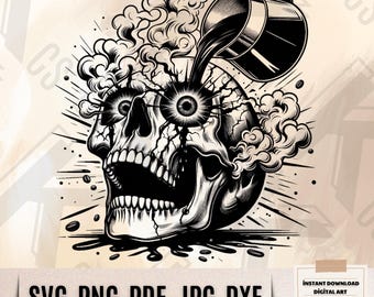 Skull Coffee SVG - Caffeine Addiction Digital Art - Skull Clipart - Coffe Lover Png - Gothic Coffee Clipart - Grim Reaper Png - Digital Art