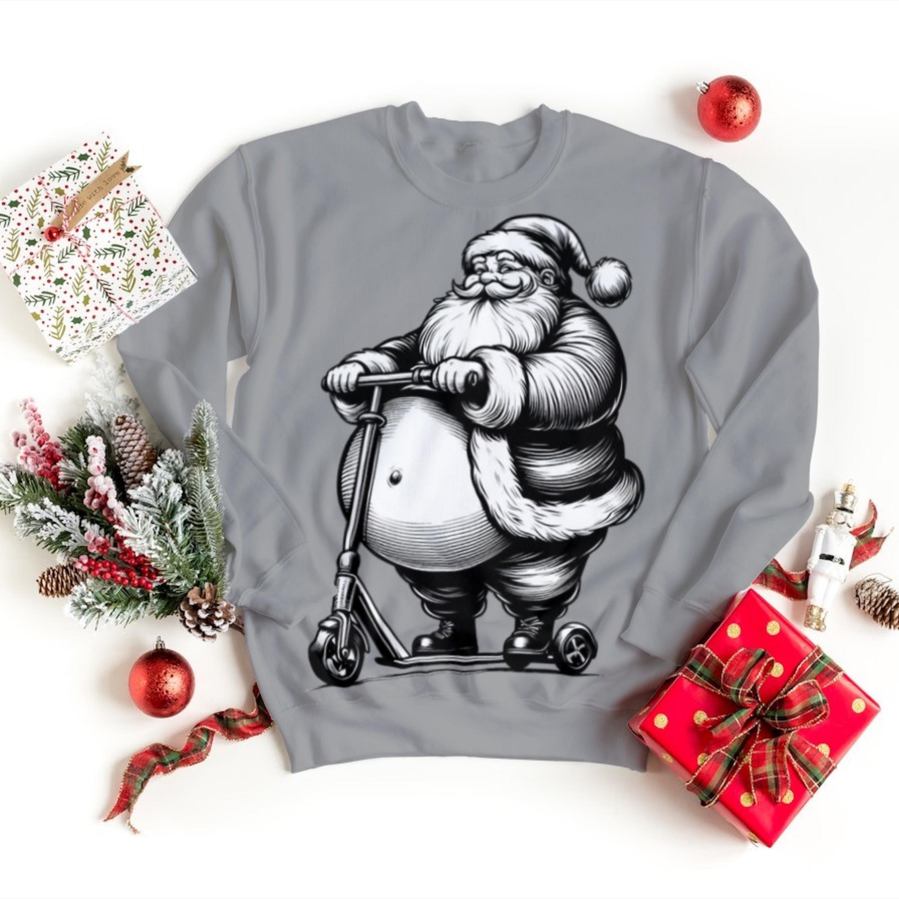 Fat Santa Svg, Santa Face Svg, Santa Claus Png, Scooter Dxf, Funny