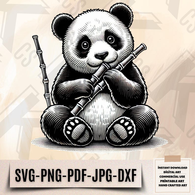 Cute Panda Eating Bamboo Svg - Sitting Panda Bear Png - Cute Animal Png ...