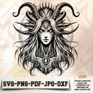 Devil Woman Svg - Scary Devil Woman Pdf - Devil Gothic Design - Demon Girl Svg - Cute Demon Svg - Fantasy World Print Png - Digital Download