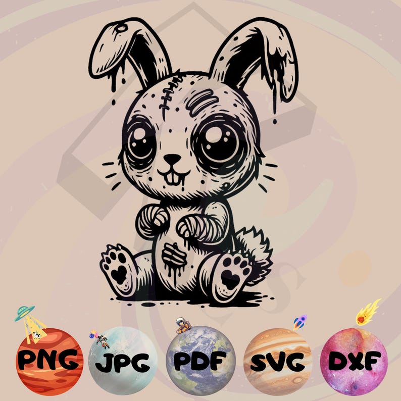 Zombie Rabbit Svg - Scary Rabbit Svg - Rabbit Poster Svg - Rabbit ...