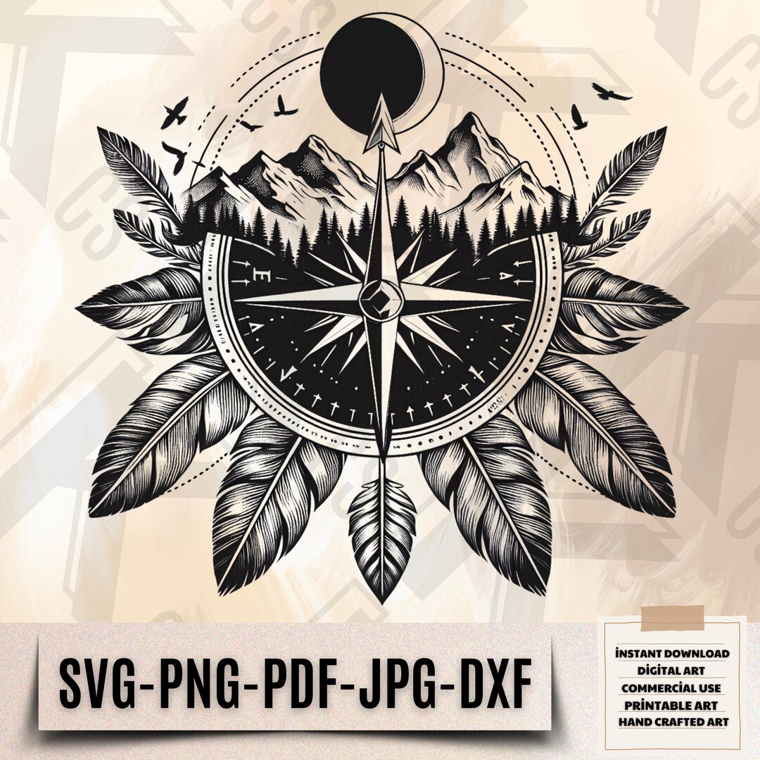Adventure Awaits Compass Svg - Mountain Forest Compass Svg - Nature ...