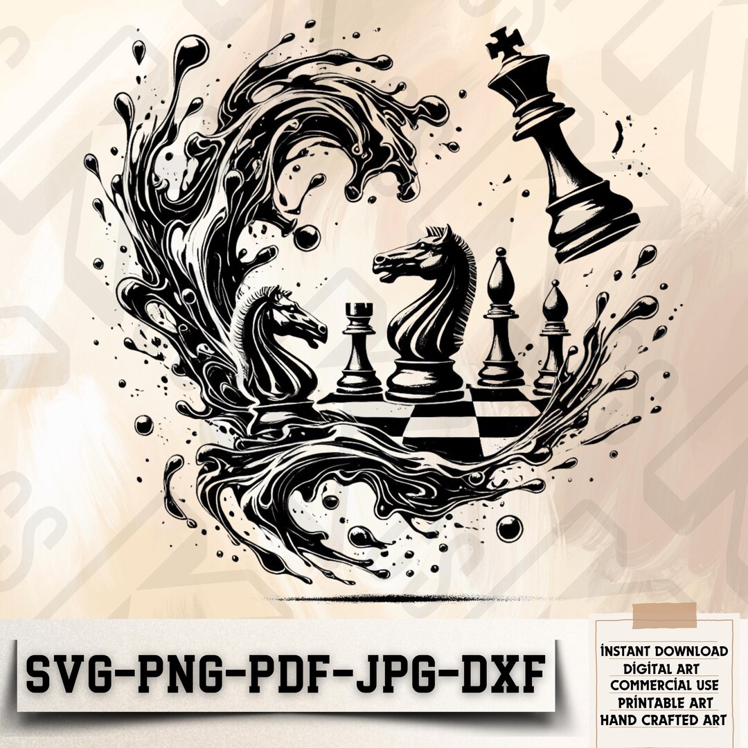 Chess Wave Art SVG – King Vs Knight Battle Clipart (digital Download ...