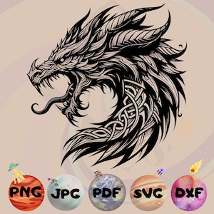 Dragon Svg File - Dragon Digital Download - Dragon Head Svg - Medieval Style Dragon Png - Lizard Svg - Shirt Design Svg - Digital Download