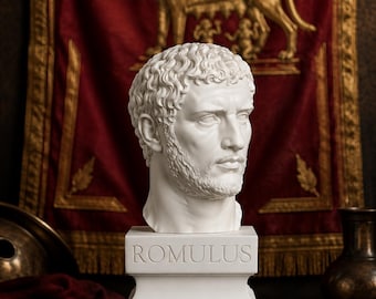 Weiße PLA-Büste des Romulus – Legendärer Gründer Roms – Erster König Roms – Historische Statue