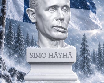 Büste des weißen PLA-Soldaten Simo Häyhä – Der Weiße Tod – Finnischer Kanonier – Winterkrieg – Historische Statue