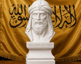 Busto di Saladino – Statua storica in PLA bianco opaco – Sultano ayyubide – Crociate e Gerusalemme – Prodotto in Francia