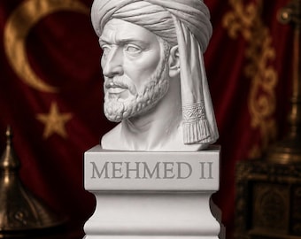 Weiße PLA-Büste von Mehmed II. – Osmanischer Sultan – Eroberer von Konstantinopel – Historische Statue