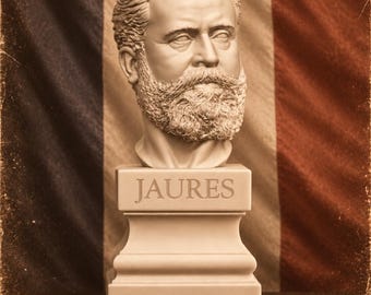 Weiße PLA-Büste von Jean Jaurès – Französischer Politiker – Symbol des Sozialismus – Historische Statue