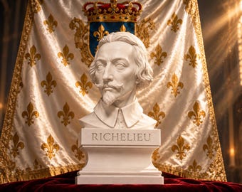 Büste des Kardinals Richelieu – Französischer Staatsmann aus mattweißem PLA – Historische Statue – Historische Dekoration