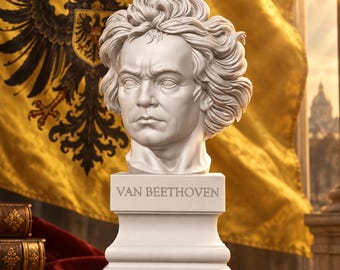Weiße PLA-Büste von Ludwig van Beethoven – Deutscher Komponist – Klassische Musik – Historische Statue