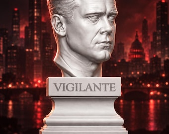 Büste eines Bürgerwehrlers in Weiß (PLA) – Held der Selbstjustiz – Filmreferenz – Dekorative Statue
